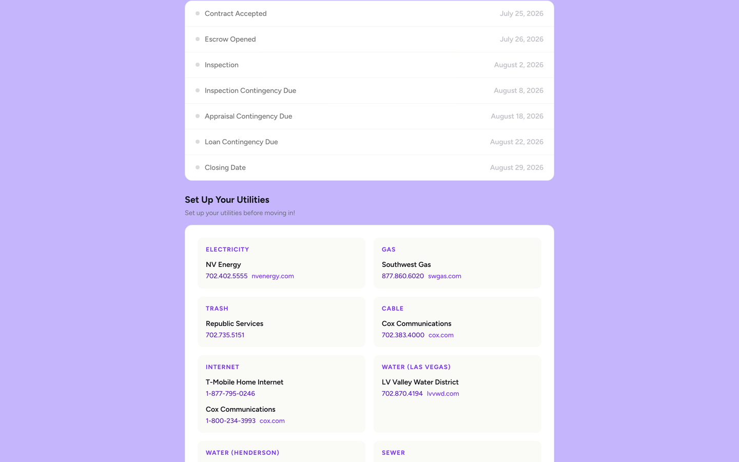 Client portal key dates and utilities
